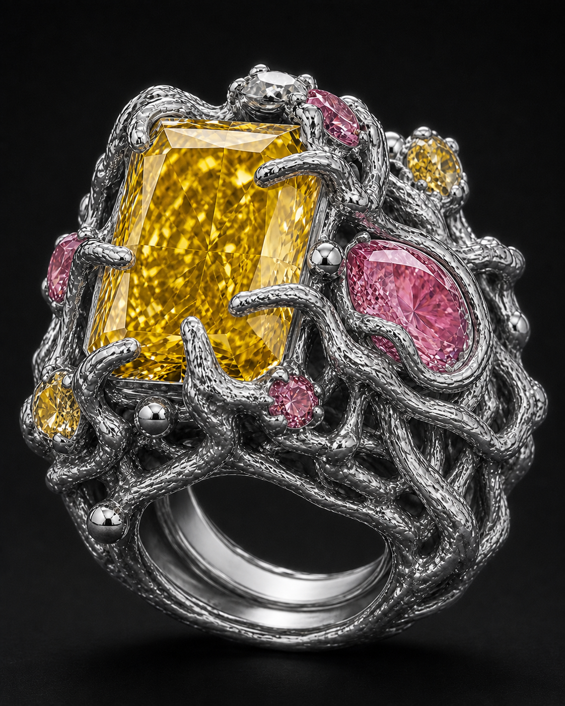 Crown of Devouring Light yellow diamond ring concept